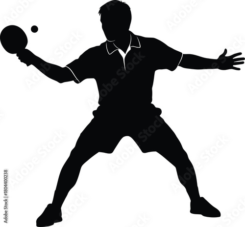 Table tennis player silhouette vector ping pong sport game illustration eps