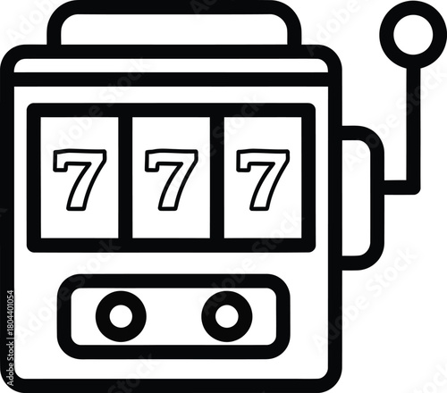 Lucky sevens slot machine icon vector illustration casino gambling game eps silhouette