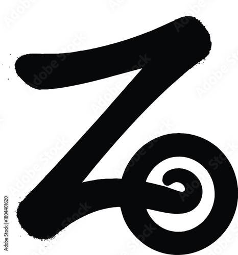 Black spray paint z letter graffiti style alphabet design element art eps silhouette