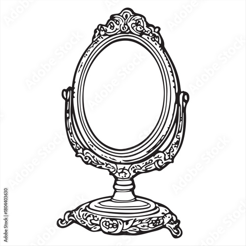 Ornate Vintage Standing Mirror and illastration