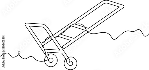 one line art Folding Hand Trolley vector illustration. line art, one continuous line, simple, hand drawn and sketch style. for icons, symbols, signs or logos. PNG