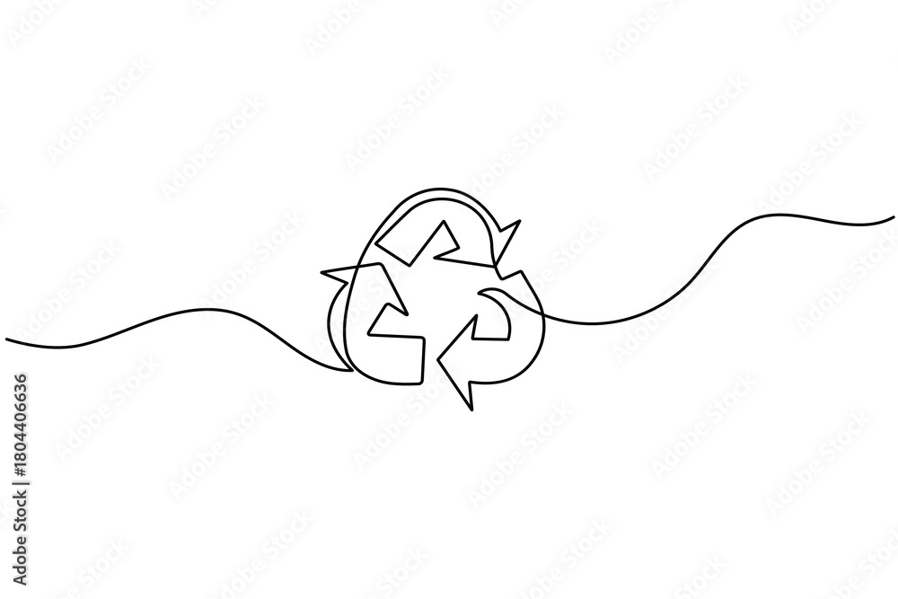 Obraz premium Recycle symbol continuous one line drawing minimalist eco friendly concept illustration