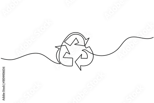 Recycle symbol continuous one line drawing minimalist eco friendly concept illustration