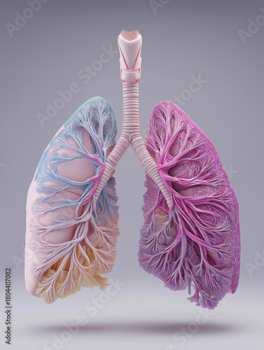 Asthma in the lungs, airway constriction visualization, 