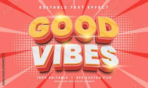 Good vibes text effect editable vintage