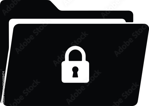 Illustration Locked folder confidential file security data silhouette vector