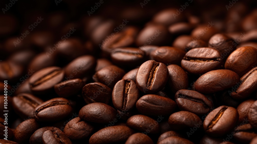 Naklejka premium Close-up of Aromatic Roasted Coffee Beans