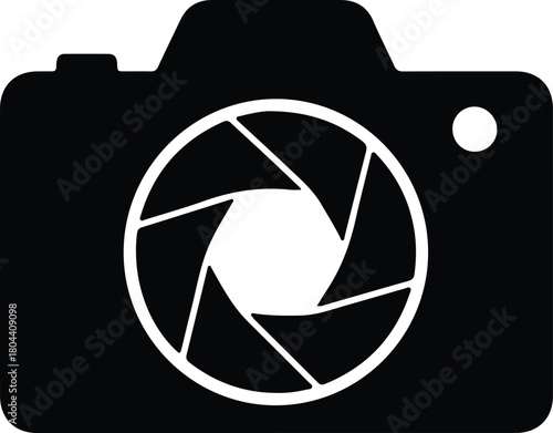 Illustration of a modern camera with aperture silhouette vector