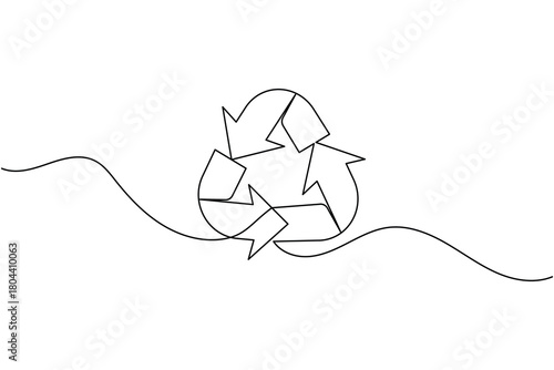 Recycle symbol continuous one line drawing minimalist eco friendly concept illustration