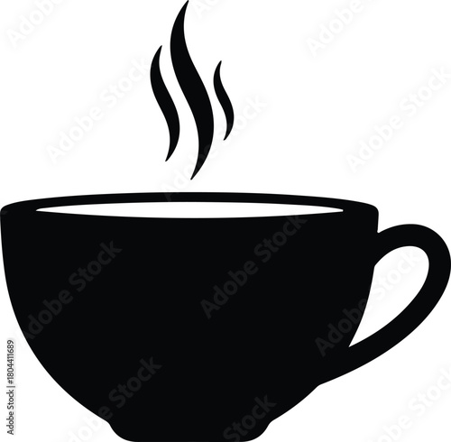 Illustration steaming coffee cup aromatic drink minimal silhouette vector