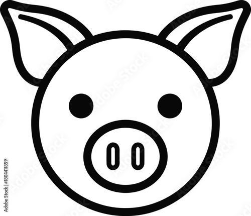 Pig face cute animal icon vector