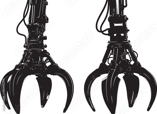 Industrial claw grabber machine parts silhouette