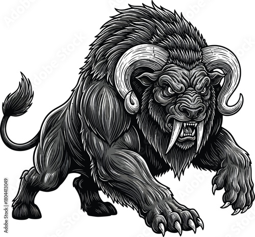 Mythical beast powerful creature fantasy vector