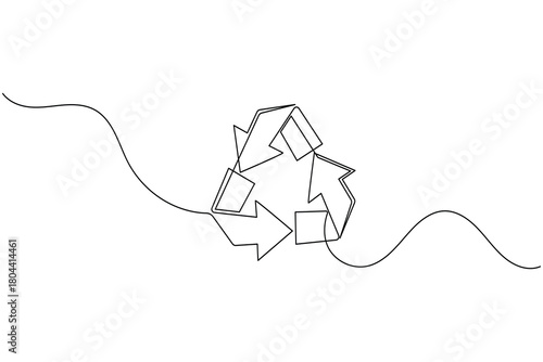 Recycle symbol continuous one line drawing minimalist eco friendly concept illustration