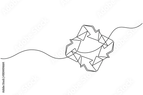 Recycle symbol continuous one line drawing minimalist eco friendly concept illustration