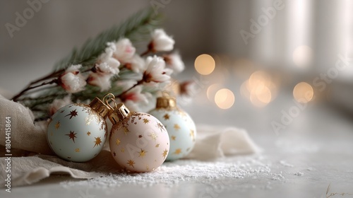pastel pink and mint Christmas ornaments