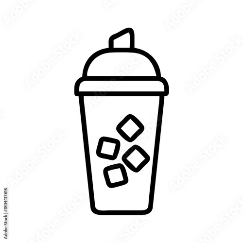 An outline of a refreshing drink with ice cubes in a shaker