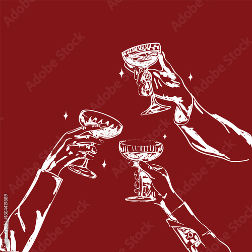 Holidays Cheers Cocktails Illustration