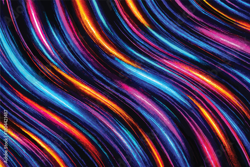 Abstract Fluorescent Stripes with Metallic Shine and Digital Effect 