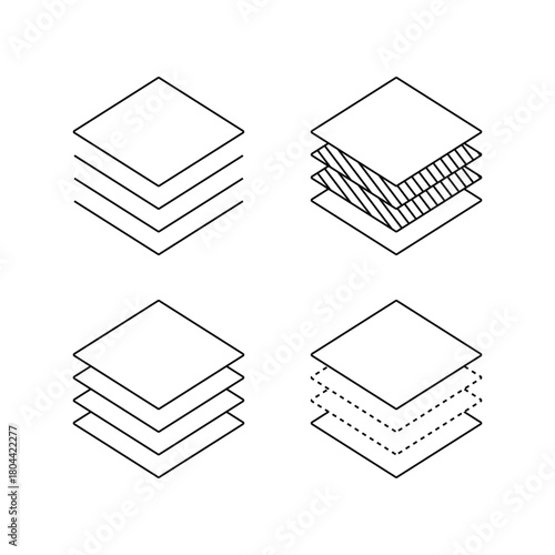 Set of layer line and flat floor icon. collection of high quality black style vector icons. layers icon