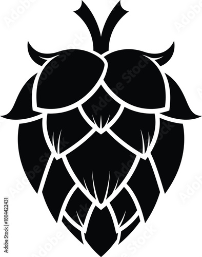Hop cone silhouette for craft beer and brewery design in bold vector style