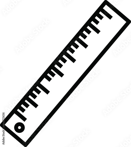 Straight ruler measurement tool in simple outline vector style