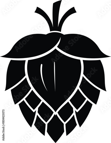 Hop cone silhouette for brewery and beer design in bold vector style