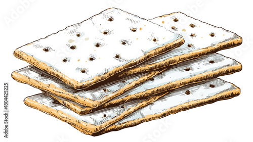 Crisp White Cracker Stack on White Background for Creative Designs
