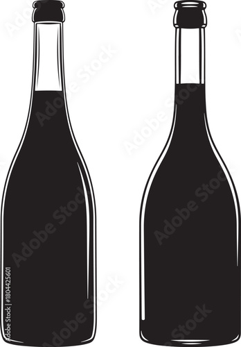 Two dark liquid filled bottles silhouette