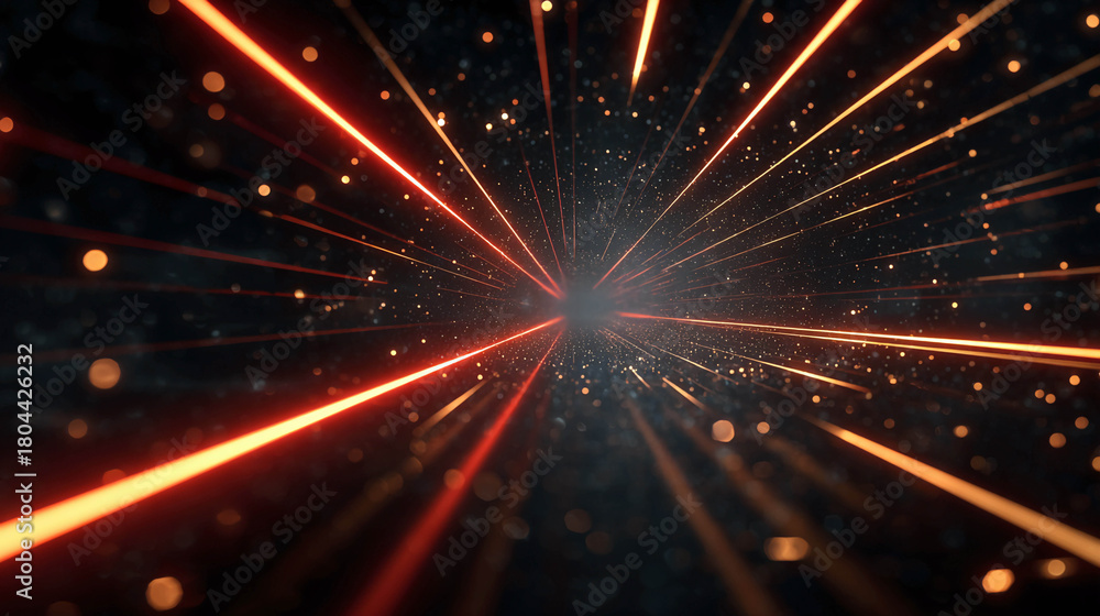 Obraz premium An abstraction with bright orange and yellow light bands radiating from the center.
