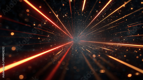 Fototapeta Naklejka Na Ścianę i Meble -  An abstraction with bright orange and yellow light bands radiating from the center.