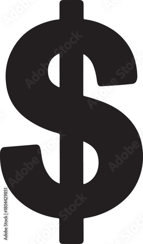 Dollar sign symbol black silhouette on transparent background