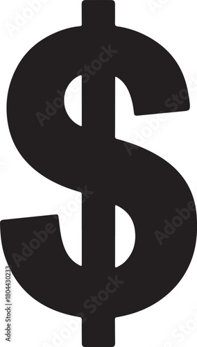 Dollar sign symbol black silhouette on transparent background