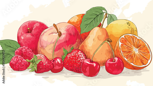 Delicious Food Recipe Card Design with Fresh Ripe Fruit Vector