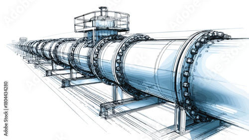 Pipeline Transportation in Oil Petroleum Industry Vector Concept