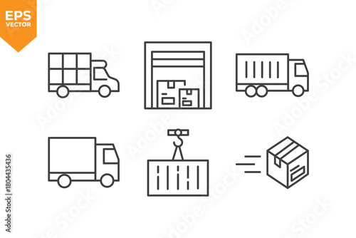 Set of line icons Logistics and Cargo. Outline icons collection stock illustration stock illustration