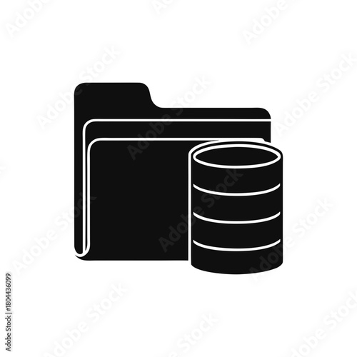 Folder icon next to a database symbol representing data storage