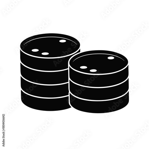 Stacked oil drums illustration in black and white