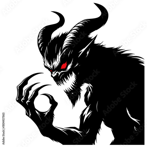 Beast of the Black Realm, Muscular creature with fur textures and menacing posture.