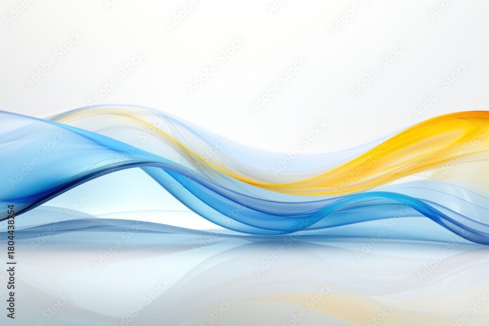 Fototapeta premium Abstract glass transparent yellow swirl blue.