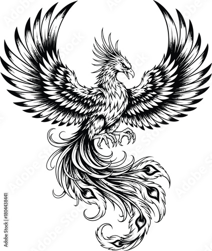 Phoenix bird illustration vector art mythical creature rising drawing eps silhouette