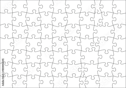 Blank White Jigsaw Puzzle Template,Vector Illustration for Custom Designs, Brain Teasers, and Creative Marketing Concepts