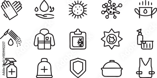 Safety First: a collection of icon relating to safety measures to protect from harm 