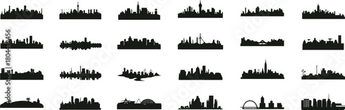 City skyline silhouette vector illustration showing modern urban architecture, cityscape design, and metropolitan buildings for travel, tourism, and business concepts.