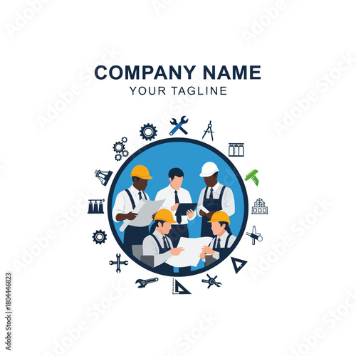 Construction Team Meeting in Circular Design with Tools.