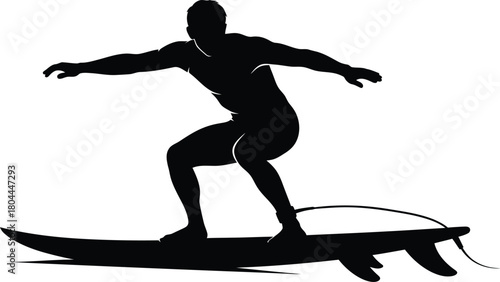 Surfer silhouette riding wave vector illustration surfing sport design eps