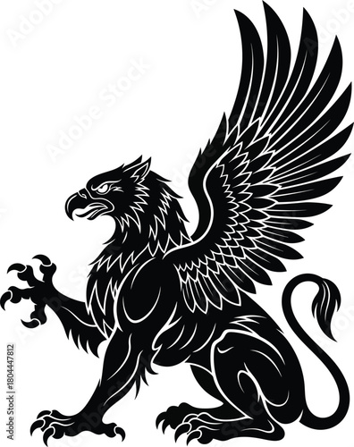 Griffin vector illustration mythical creature heraldic animal design eps silhouette