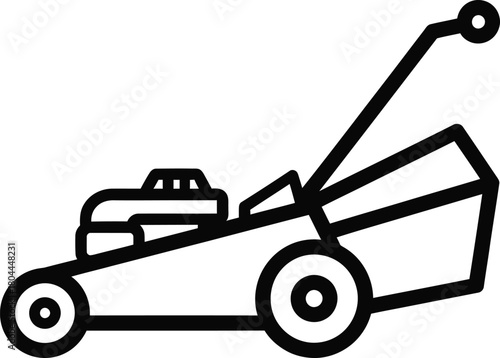 Lawn mower outline icon vector illustration gardening lawn care tool eps silhouette