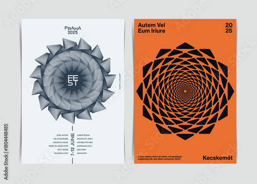 Swiss Style Op Art Poster Template. Vector Illustration.