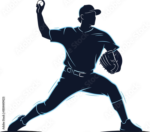 Baseball pitcher throwing ball silhouette vector illustration graphic eps